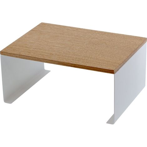 YAMAZAKI 3923 TOSCA Stackable WoodTop Shelf, white, Steel/Wood, 30.5 x 22 x 14.5 cm (1/5)