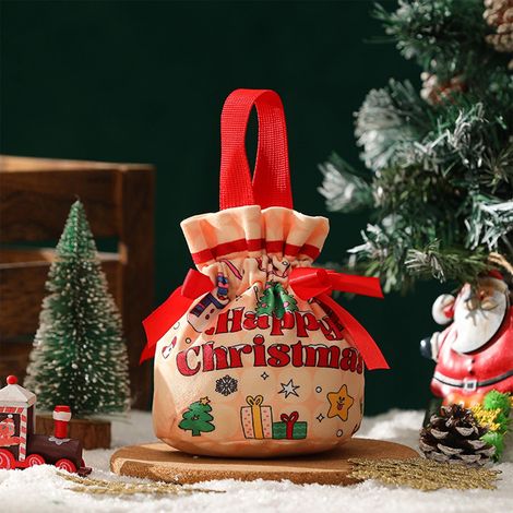 Sac Cadeau De Noël - En Toile - Avec Cordon De Fermeture - Pour Bonbons Chocolats Et Confiseries - 15 x 11 cm - Multicolore (1/5)