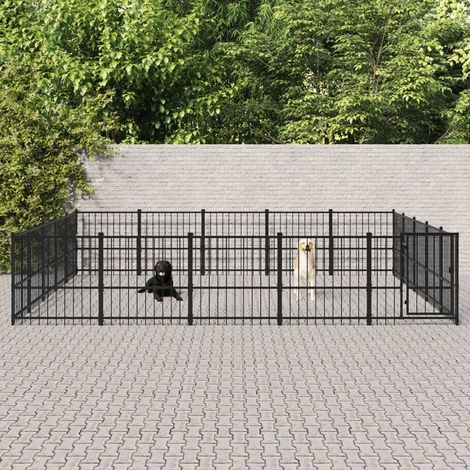 Chenil d'extérieur pour chiens Parc Enclos pour Chiens Cage Nich Acier 23,52 m² REBSW379914 (1/5)