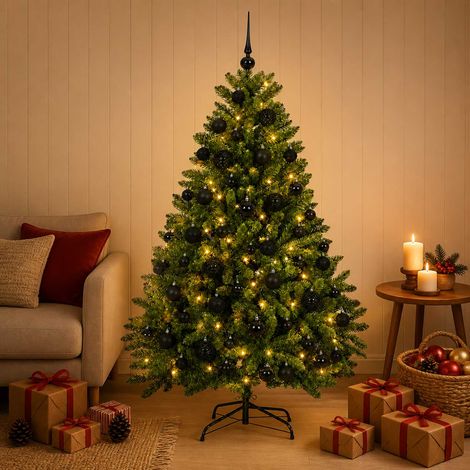 vidaXL Árbol de Navidad artificial verde claro con bolas 120 cm (1/5)