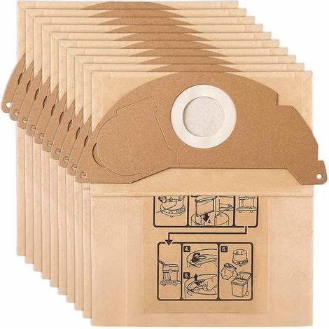 10 Sacs Filtre Remplacement pour Aspirateur Karcher WD2 MV2 6.904-322.0 WD2250 A2004 A2054 (1/3)