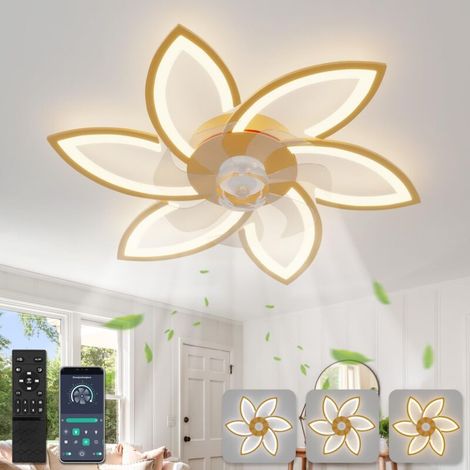 Ventilatore da soffitto da 78 cm con telecomando – Illuminazione LED dimmerabile – Motore DC silenzioso – 6 velocità reversibili – Colore oro (1/5)