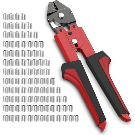 Outil de sertissage de fil pince à sertir à main 0.1mm-2.2mm pince à sertir de pêche Swager pince à sertir avec 100 pièces manchons de boucle de sertissage en aluminium (1/5)