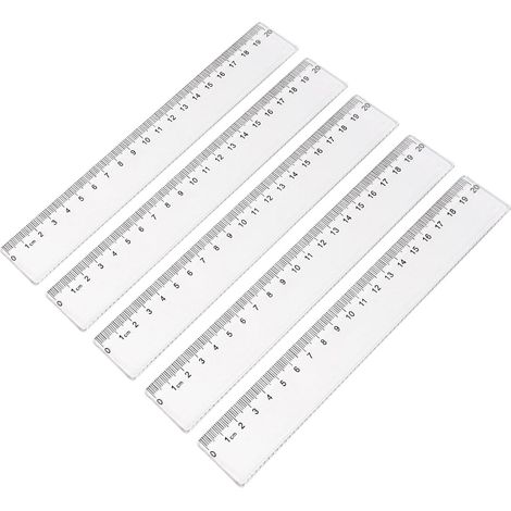 Lot de 5 règles multifonctions (15 cm et 20 cm) transparentes (1/5)
