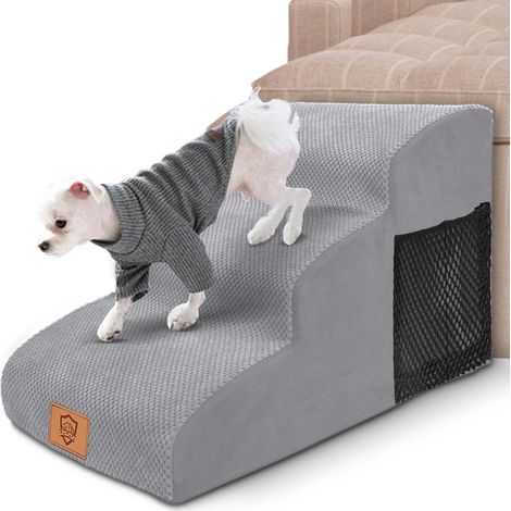 Hundetreppe mit 3 Stufen, hochdichtem Schaumstoff, waschbarem, rutschfestem Bezug, für Sofa und Bett (1/5)