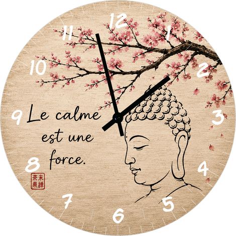 Horloge murale zen Bouddha verre 29 cm décoration bien-être (1/2)