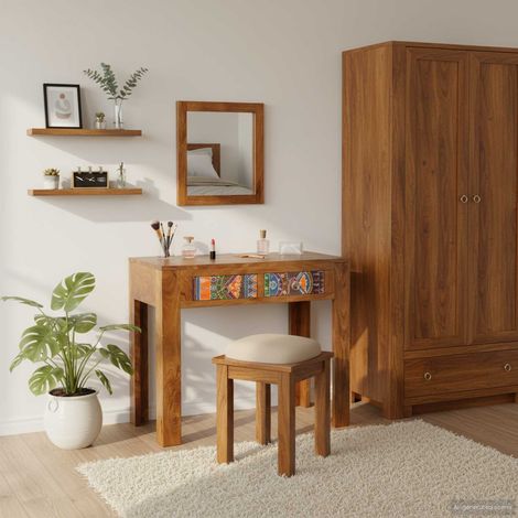 Mesa de tocador Marrón 90 x 45 x 75 cm Madera maciza de Acacia (1/5)