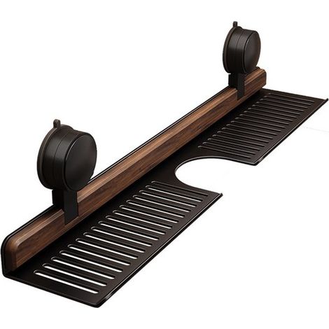 Meuble de rangement pour salle de bain - étagère murale - porte-savon - porte-savon - 50 cm - alliage d'aluminium - noir (1/5)