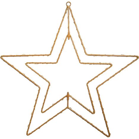 Étoile Lumineuse de Noël LED Décoration Extérieure en Fil de Métal Doré 40 cm - PANGIVO (1/5)