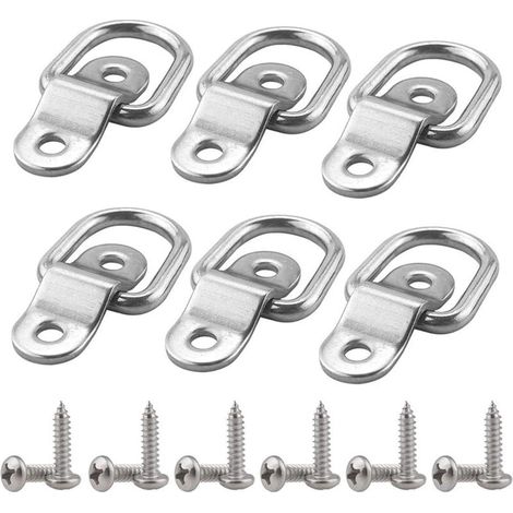 6 Pcs Anneaux Arrimage en Acier Inox D Anneau de Fixation avec Vis pour Remorque Bateaux Voiture Cargaison Autos Camions (1/4)