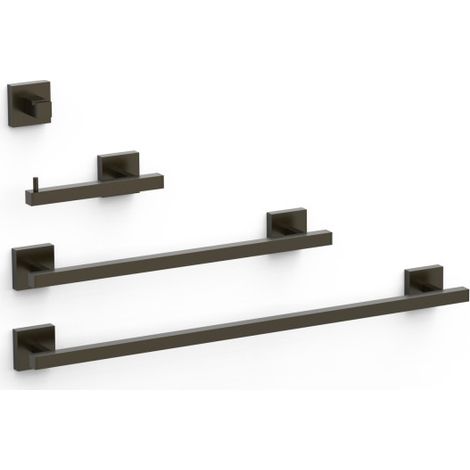 Ensemble de 2 Porte-serviettes et 1 Dérouleur à papier WC Noir bronze - TRES 09598101KMB