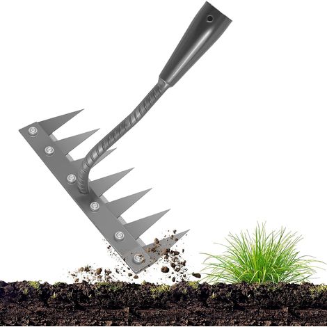 Houe polyvalente à 7 dents, adaptée au désherbage manuel et au jardinage, au désherbage dans les cours, pelouses et terrasses. (1/5)