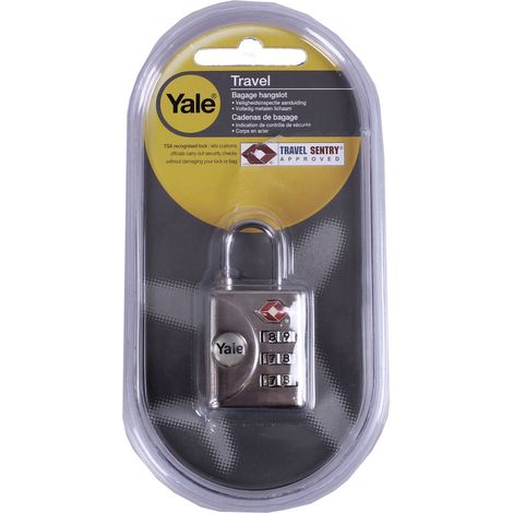 Yale TSA Kofferschloss silber Koffer Zahlenschloss Gepäckschloss Reiseschloss Vorhängeschloss