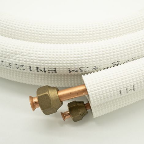 Sannover – Liaison frigorifique 1/4-3/8 pré-dudgeonnée – Tube cuivre isolé PE 3 mètres – Anti-UV et anti-feu – Conduit d'aspiration 3/8"