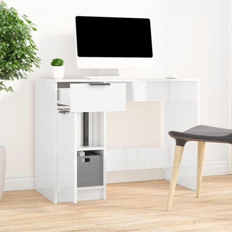 Scrivania Bianco Lucido 100x50x75 cm in Legno Multistrato vidaXL (1/5)