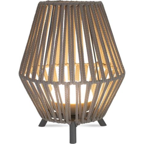 Kabellose Tischlampe außen mit LED Akku Leuchtmittel 2700 K IP54 Dreibein Taupe Ø 25,5 cm H: 32,5 Outdoor Tischleuchte (1/5)