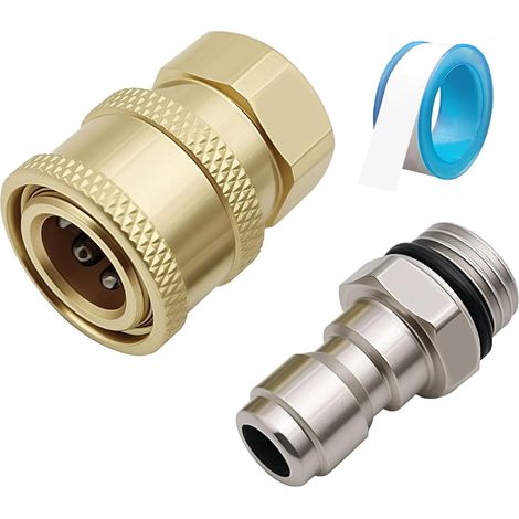 1/4'' Ensemble Nettoyeur Haute Pression Rapide Connecteur Coupleur Haute en Laiton Adaptateur Raccord Nettoyeur Haute Coupleurs de Nettoyeurs Haute Pression pour Pistolet à Eau Haute Pression (1/5)