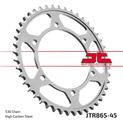 Pi帽贸n trasero de acero JT R865-45, 45 dientes, tama帽o 530 (1/2)