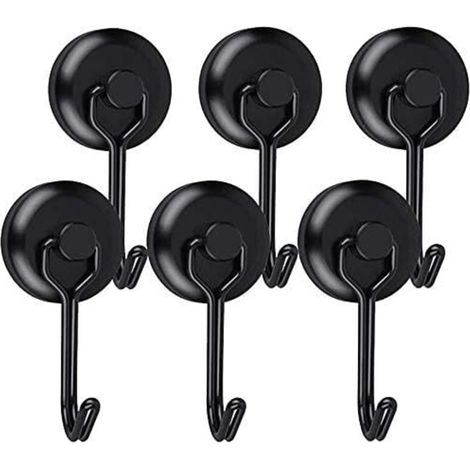 Crochet Aimanté Puissant Crochet Magnetique Frigo Noir Néodyme Pivotants Aimant Crochet Magnétique Crochets Aimantés Magnétiques pour Cuisine Torchon Tableau 6pcs (1/4)