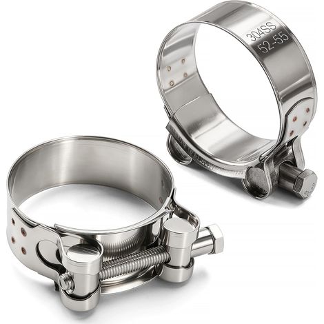 2 Pièces 52-55 mm Colliers de Serrage à Boulon en T en Acier Inoxydable 304, Collier de Serrage à Boulon Articulé, pour Tuyau D'eau (1/5)
