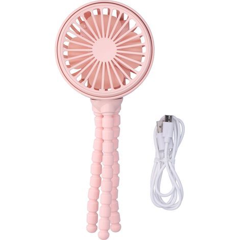 Ventilateur Portable Rotatif 360° avec Trépied pour Bureau Maison Bibliothèque Rose (1/5)