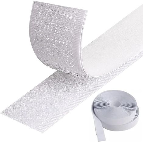 5 Mètres Scratch Autocollant Extra Fort Blanc Double Face Bande Scotch Scratch Adhésive Ultra Puissant 2 Rouleau Ruban Agrippantes Adhésives Hook & Loop (1/4)