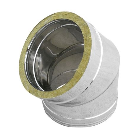 Codo de doble pared de acero inoxidable 316L de 45°