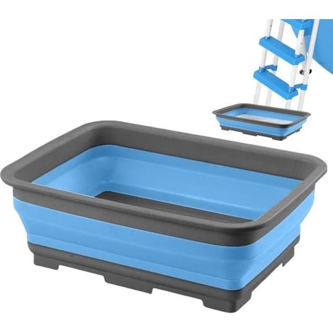 Bassin De Bain De Pieds,Bassin pédiluve pour piscine,baignoire de lavage des pieds de Pliable,Accessoires Piscine,pour Échelle,Bleu (1/4)