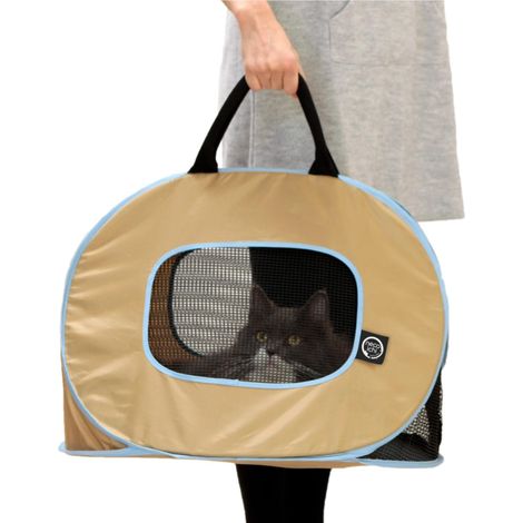 Cage de Transport et litière Portable Anti-Stress, intérieur et extérieur, Voyage (Beige, Transporteur) (1/5)