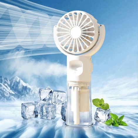 Mini ventilateur portable, humidificateur avec brumisateur, ventilateur USB rechargeable à 4 vitesses réglables, ventilateur portable à main-AquaForge (1/5)