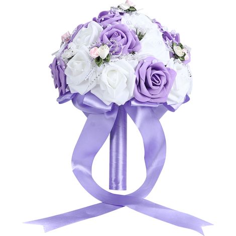 Bouquet de mariée artificiel violet - Décoration florale de cérémonie (1/5)