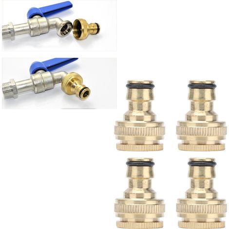 4 unités/vente de raccords de robinet, filetage interne 4/6 pouces, raccords de tuyau d'eau standard tout cuivre, raccords rapides pour robinet de lavage de voiture, raccords à embout. (1/5)