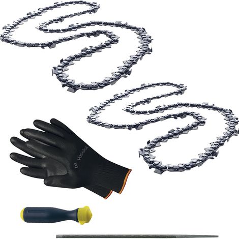 Kettensäge Zubehör - 2x Sägekette 25cm 1/4 Ersatzkette + Feile mit Feilenheft 4mm (1/5)