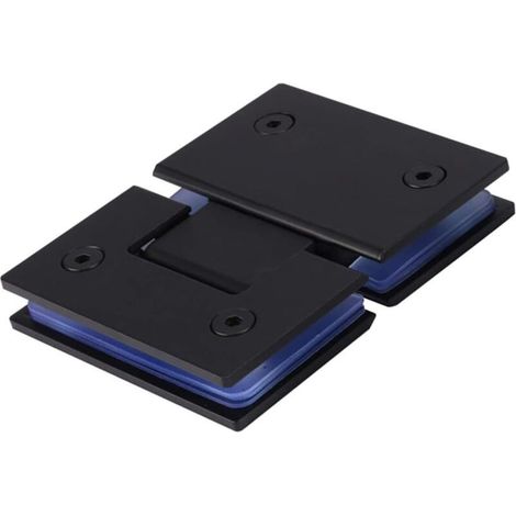 CSPARKV Charnières de porte en verre sans cadre, pièces de rechange avec matériel de montage, pince de porte de salle de bain en acier inoxydable pour verre de 3/8" à 1/2", noir (1 x hinges 180°) (1/4)