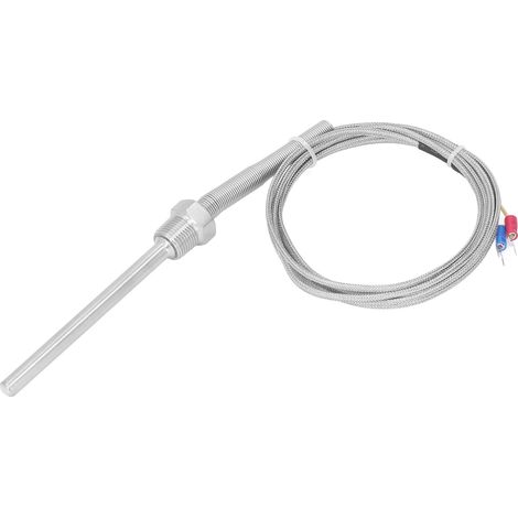 Thermocouple de type K, 0–400 °C, filetage 3/8 NPT, sonde de température en acier inoxydable 8 x 100 mm, longueur 2 m / 6,56 pi