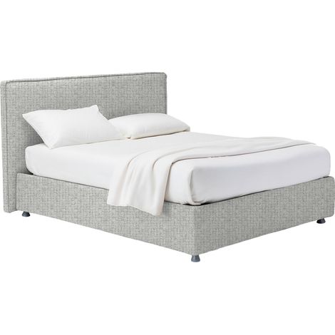 Letto Singolo Rugby, Sfoderabile, Contenitore Made in Italy, Grigio Chiaro