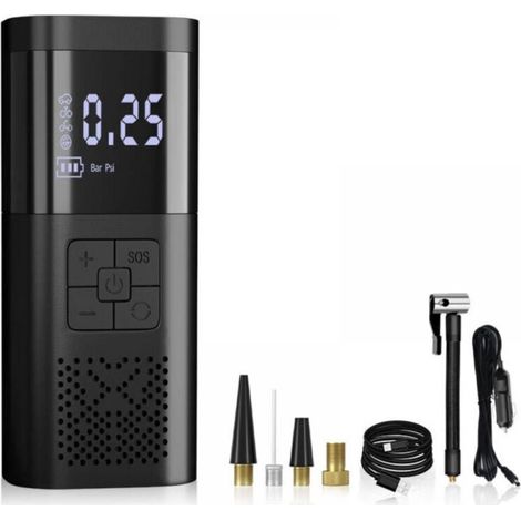 Gonfleur de pneu portable compresseur d'air - 180 PSI et 4 000 mAh puissant gonfleur de pneus, pompe à air électrique à gonflage plus rapide 3 fois avec manomètre numérique pour (1/5)