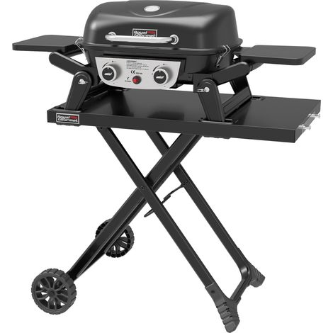Royal Gourmet – Barbecue à gaz portable 2 brûleurs – Puissance 5 kW – Chariot pliant et tables latérales – Idéal pour camping et terrasse