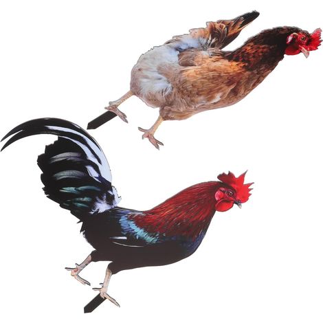2 Stück Garten Hühnerpfähle aus Acryl für Draußen