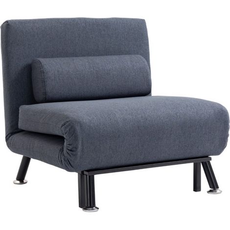 Versatile 3-in-1 Sofa Chair,Chaise Longue & Sleeper Bed with 5-Position Backrest,Removable Pillow Cover,Stylish Black Design