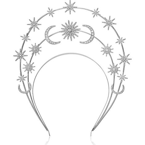 Sun Goddess Serre-tête avec auréole et étoile en strass pour femmes et filles Argenté (1/5)
