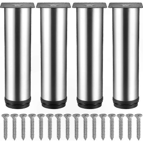 Verstellbare Möbelfüße aus Edelstahl, Set mit 4 Tischbeinen aus Metall, 10 mm hohe Schrankfüße für Sofas, Betten und Arbeitsplatten. (1/5)