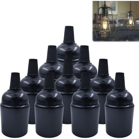 10 Pièces Douille de Lampe E27: Support D'ampoule Vintage Noir (φ38 H50mm), Vintage Porte-Ampoules, Douille à Ampoule, Support de lampe solide bakélite adaptateur pour décoration, DIY
