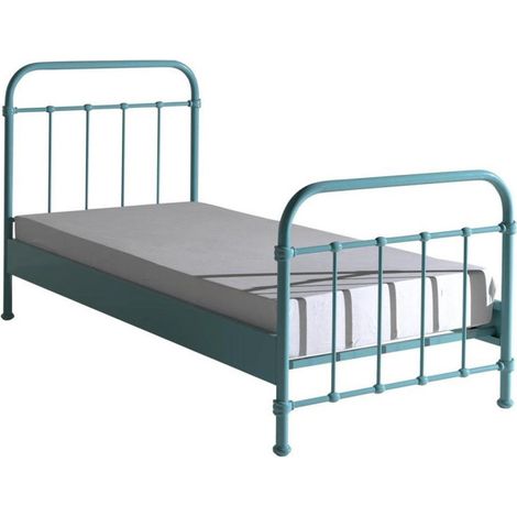 Lit Enfant Métal "New York" 90x200cm Turquoise (1/4)