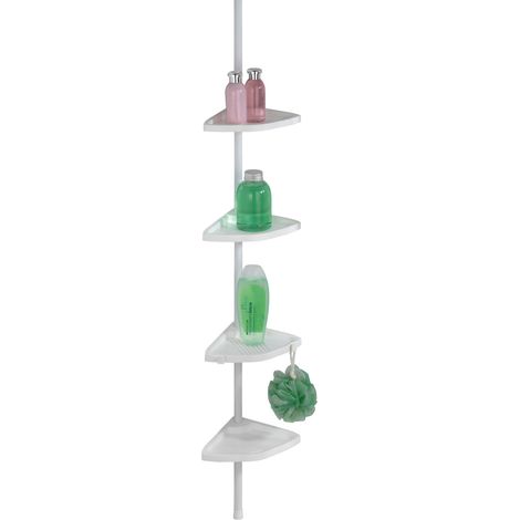 WENKO Teleskop Duschecke Easy Weiß, mit 4 Ablagen, Weiß, Aluminium weiß, Polystyrol weiß (1/5)