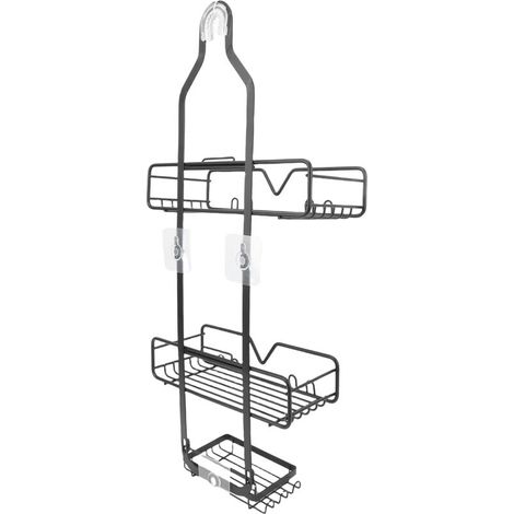 Organizador de ducha colgante moderno y minimalista de acero de alto carbono multicapa con acabado negro mate para champú, jabón y gel de baño -Crezuo