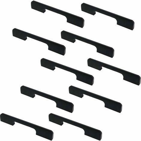 royaluxe - 10Pcs poignées de porte noir en Alliage de zinc Poignées T Bar Bâton Cuisine Armoire Entraxe de Trous128mm Noir (1/5)