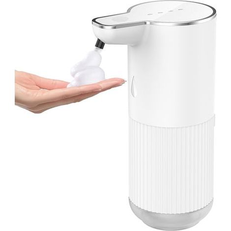 Distribuidor automático de jabón espumoso de pared de 350 ml, 4 velocidades ajustables, dispensador eléctrico sin contacto y recargable de desinfectante para manos, ideal para uso comercial o (1/5)