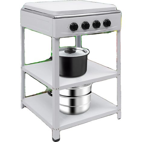 Réchaud à gaz, 300000 BTU, portable avec pare-vent, BLANC (1/5)