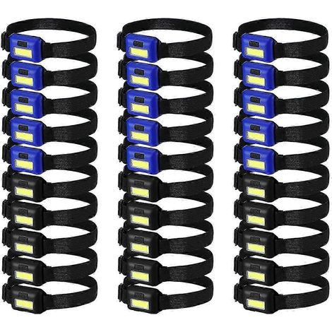 Lot de 30 lampes frontales LED, adaptées aux adultes et aux enfants, idéales pour le camping, la randonnée et les situations d'urgence.